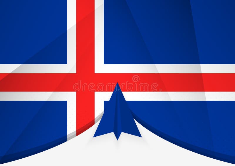 Islandia Flaga z papierem abstrakcyjnym Projekt samolotu Krajowa flaga w geometrycznym stylu złożonym papierem royalty ilustracja