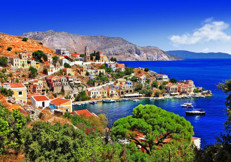 Islas griegas hermosas - Symi imagenes de archivo Islas griegas hermosas - Symi imagenes de archivo