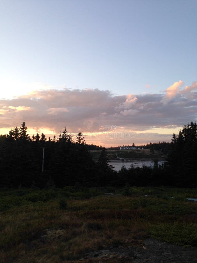 Isle Au Haut sunset stock image. Image of yellows, nature 69019235