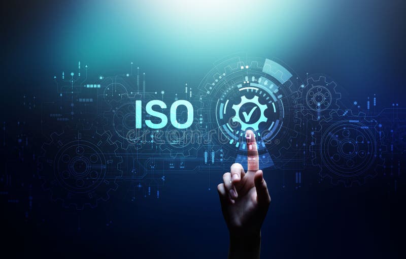 ISO Standard certification standardisation quality control concept on screen. royalty free stock photos