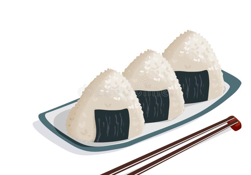 illustration vectorielle d'onigiri. restauration rapide japonaise à base de  riz farci, moulé en forme de triangle en algue nori. 16453148 Art vectoriel  chez Vecteezy