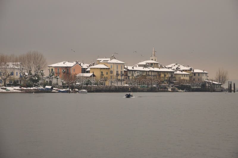 Isola dei Pescatori in Winter, Lake Maggiore, Italy royalty free stock photography Isola dei Pescatori in Winter, Lake Maggiore, Italy royalty free stock photography