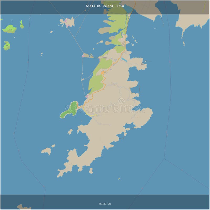 Isola di Sinmido corea nord corea tagliata in piazza. standard di topo royalty illustrazione gratis