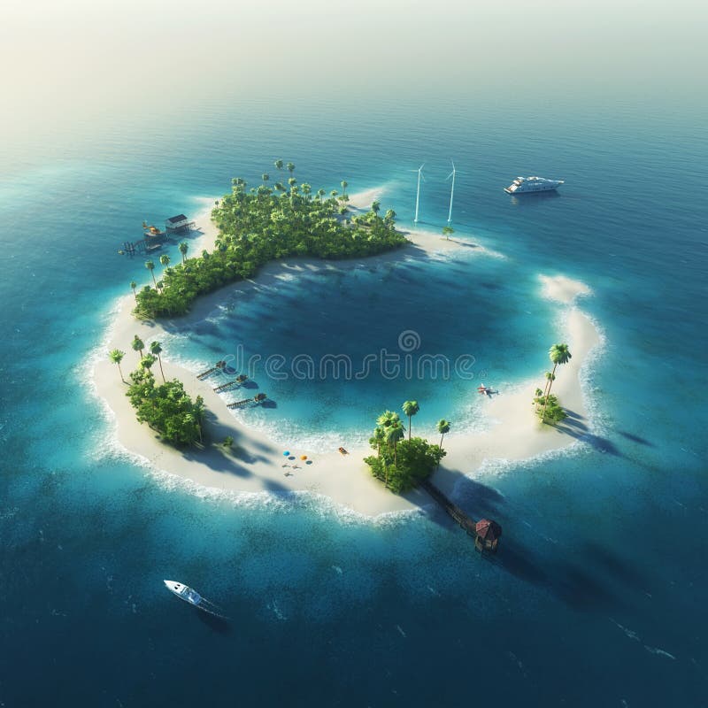 Isola privata Isola tropicale di estate di paradiso