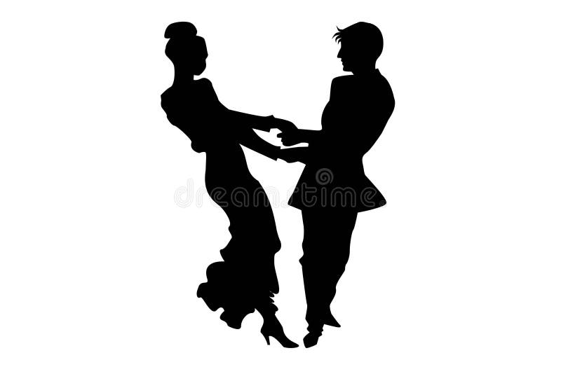 Duas silhuetas de casais de tango isoladas ilustração royalty free