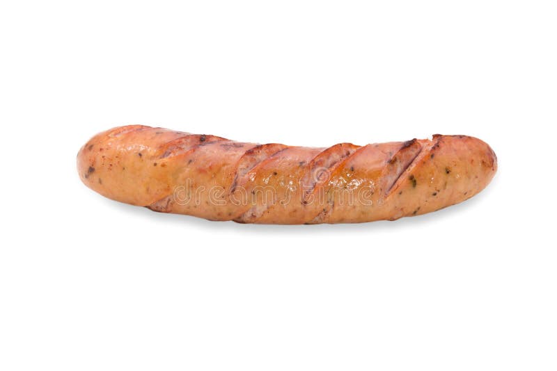 Isolado fumado fritado da salsicha ou do wurst no fundo branco fotos de stock Isolado fumado fritado da salsicha ou do wurst no fundo branco fotos de stock