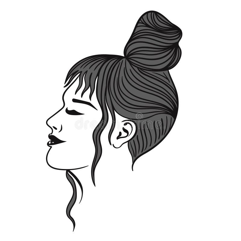 Isolat de couleur gris à bosse femelle de coiffure sur le fond blanc. Images vectorisées