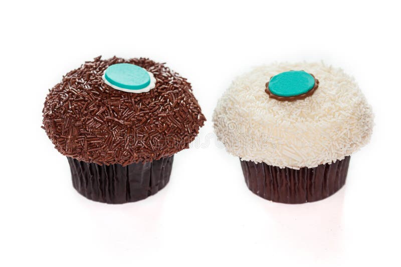 Isolate Chocolate Vanilla Sprinkles Cupcakes Stock Photos Free