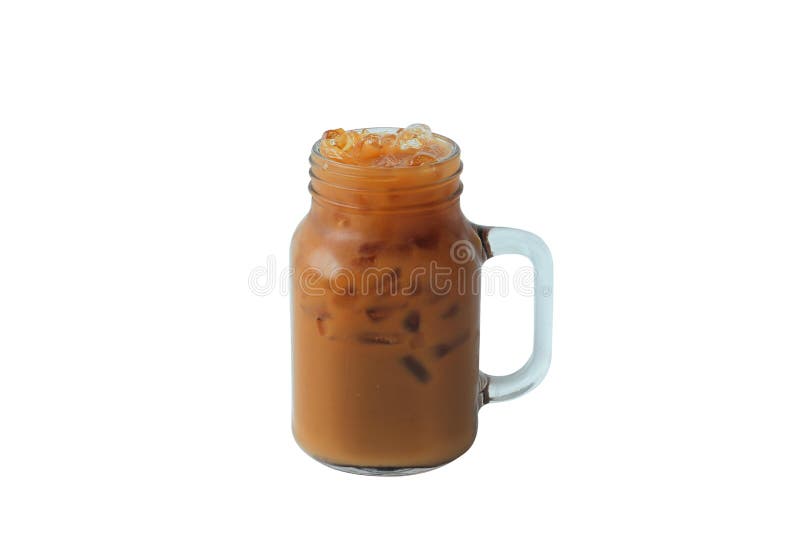 Isolate Iced coffee in glass on white background stock photography