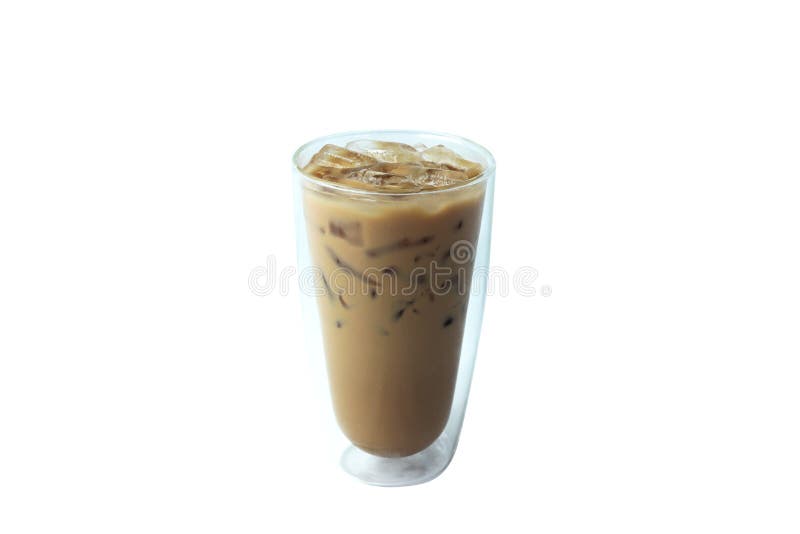 Isolate Iced coffee in glass on white background royalty free stock photo