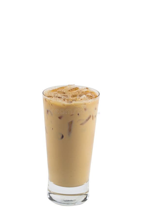 Isolate Iced latte coffee glass cup on white background. In cluding Mocha Cappuccino Espresso. royalty free stock photo