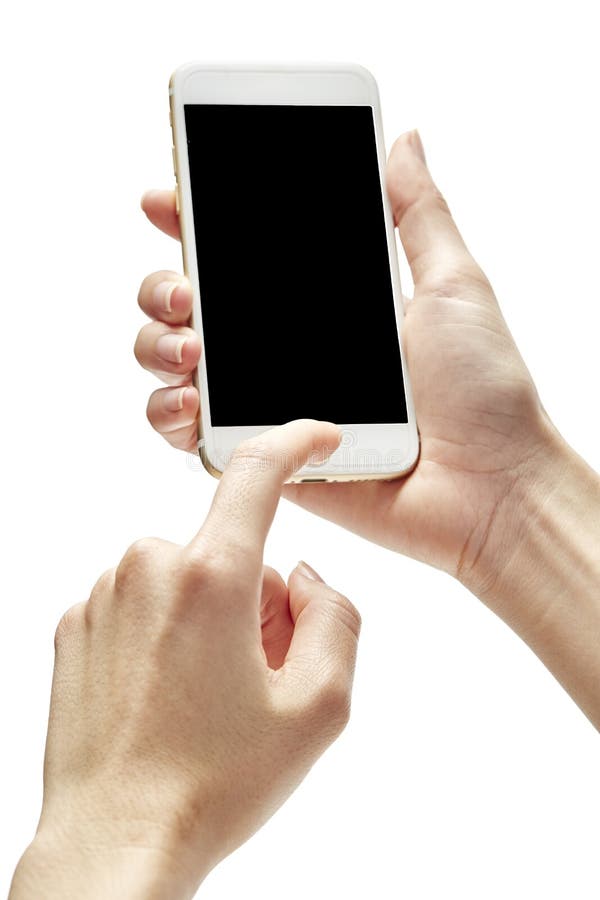 Isolate mobile phone in hand on white background, concept