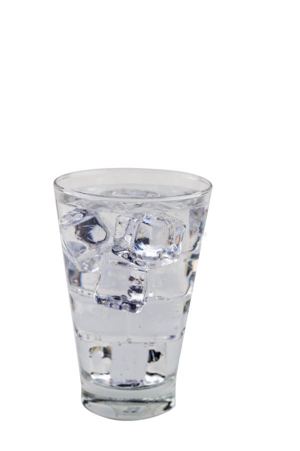 Isolate type of Iced cubes glass cup on white and blank pure water with clipping path stock photography