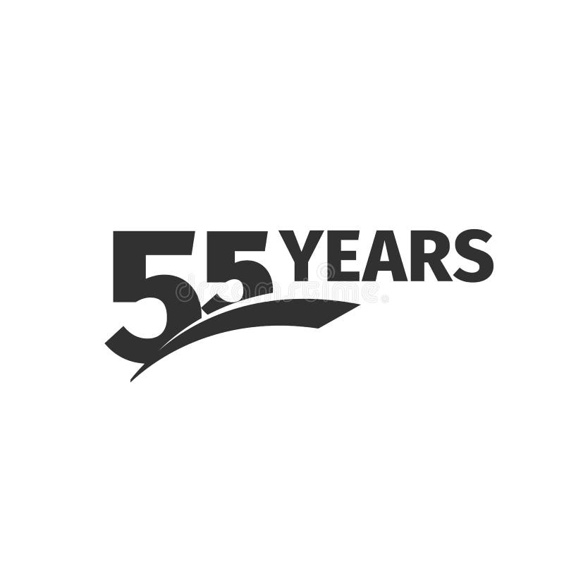 Isolated Abstract Black Color 55th Anniversary Logo on White Background
