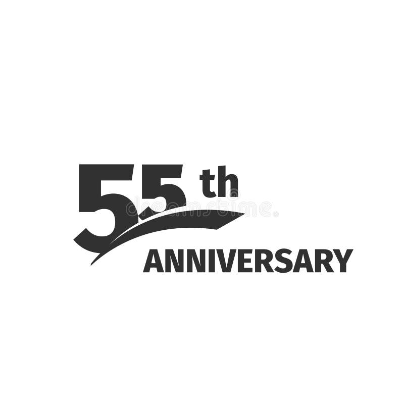 Isolated Abstract Black Color 55th Anniversary Logo on White Background