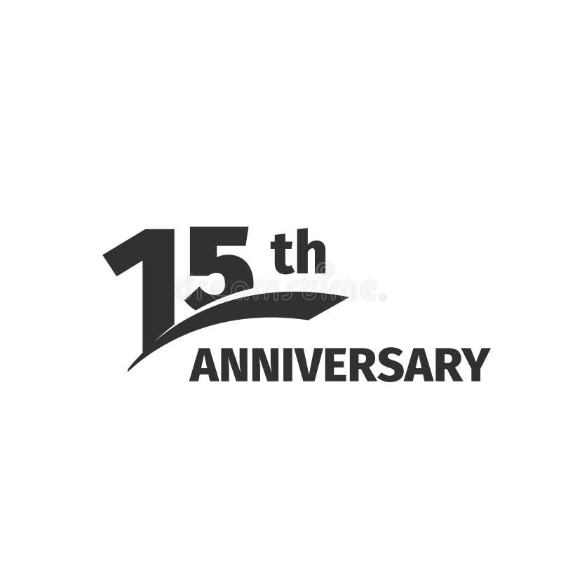 Isolated abstract black 15th anniversary logo on white background. 15 number logotype. Fifteen years jubilee celebration