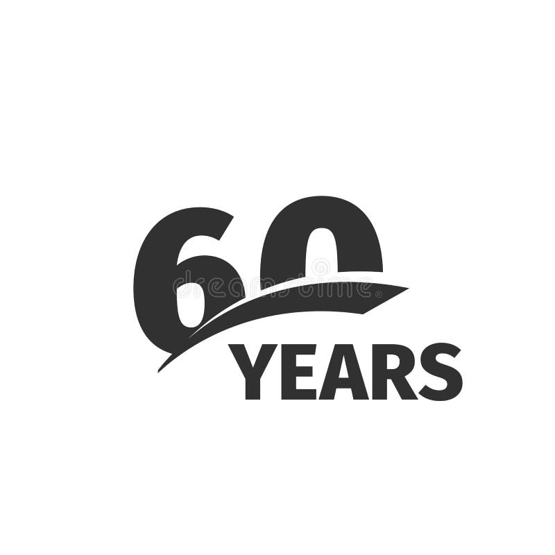 Isolated Abstract Black 60th Anniversary Logo on White Background. 60