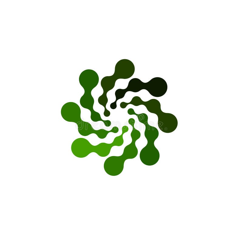 Isolated abstract green color round shape logo on white background, simple flat swirl logotype of connected dots vector royalty free illustration Isolated abstract green color round shape logo on white background, simple flat swirl logotype of connected dots vector royalty free illustration