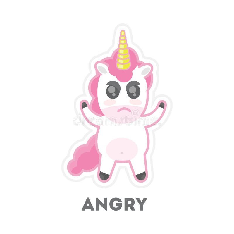 Isolated angry unicorn. 
