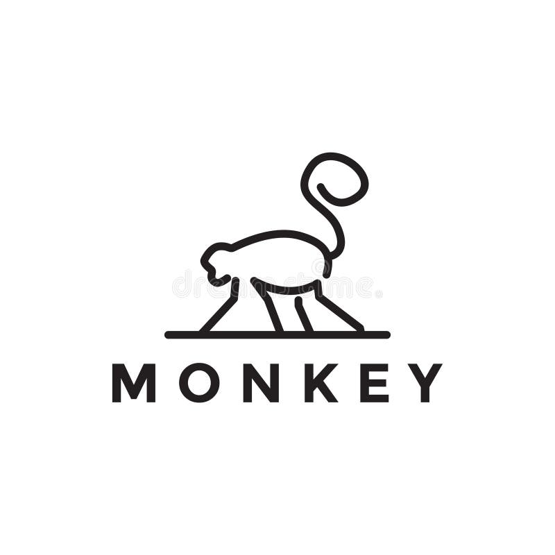 Isolated animal line walking monkey on tree logo design vector graphic symbol icon illustration creative idea vector illustration