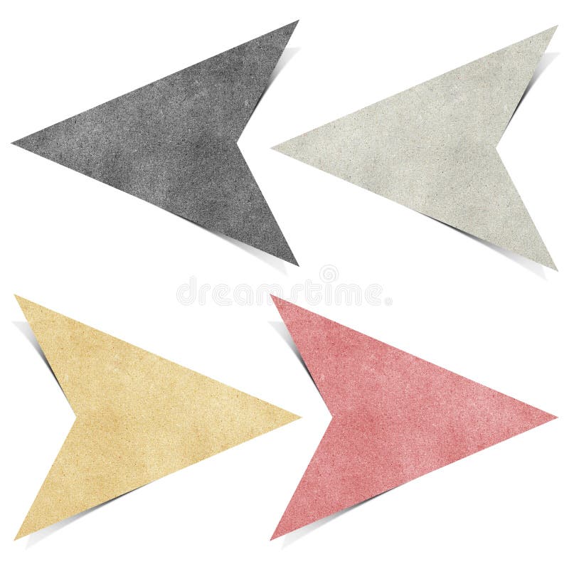 Isolated arrow recycled paper craft stick on white background