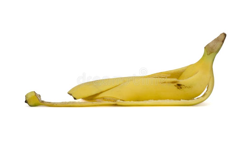 Isolated of banana shell on white background with clipping path.