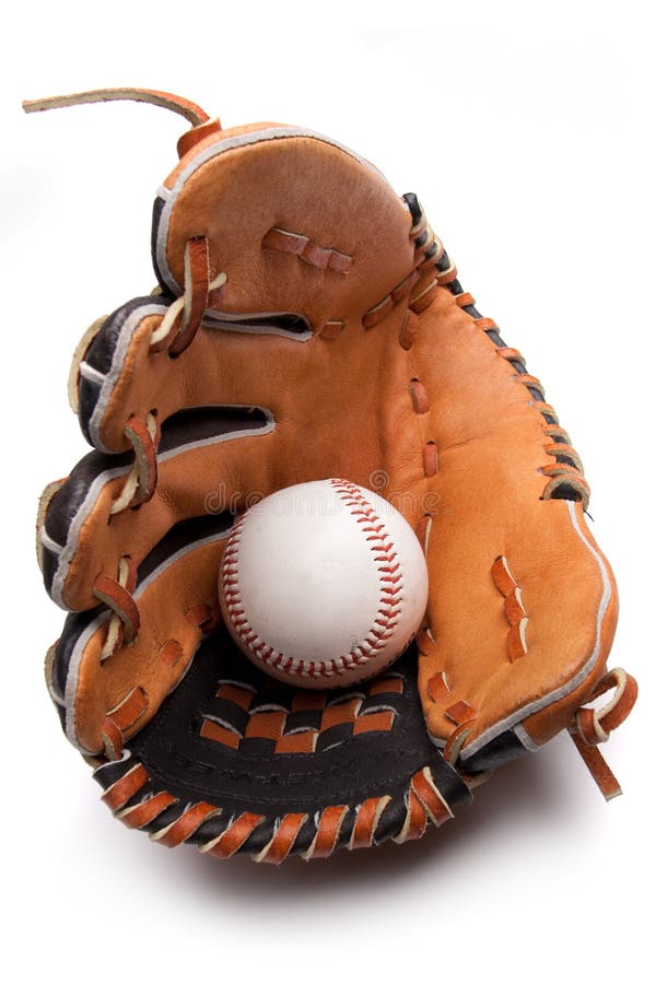 Isolated baseball glove with ball stock photos