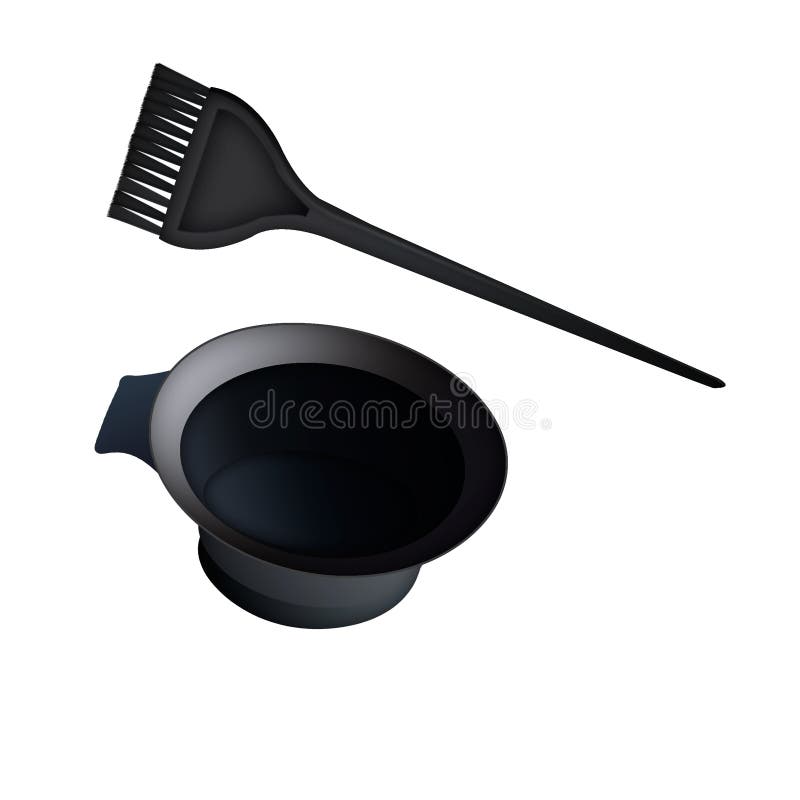 Isolated Black Bowl and Brush for Hair Dye Stock Illustration -  Illustration of brush, stylist: 98392566