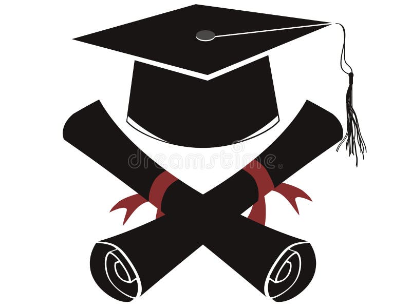 Isolated black graduation cap and diploma vector illustration