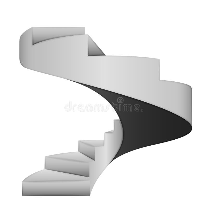 Isolated black and white spiral stairway concept