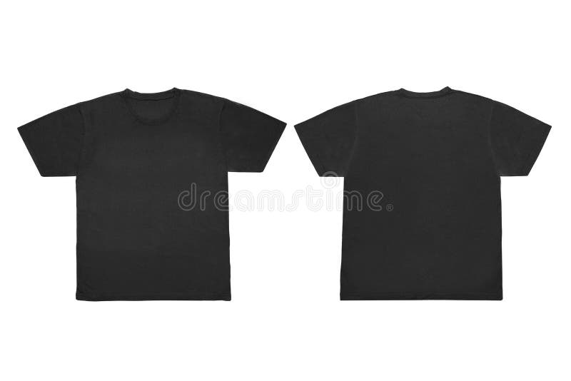 Blank T Shirt Color Black Template Front And Back View Stock Image ...