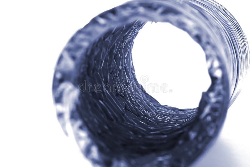 Isolated Blue Dryer Vent Hose royalty free stock photo
