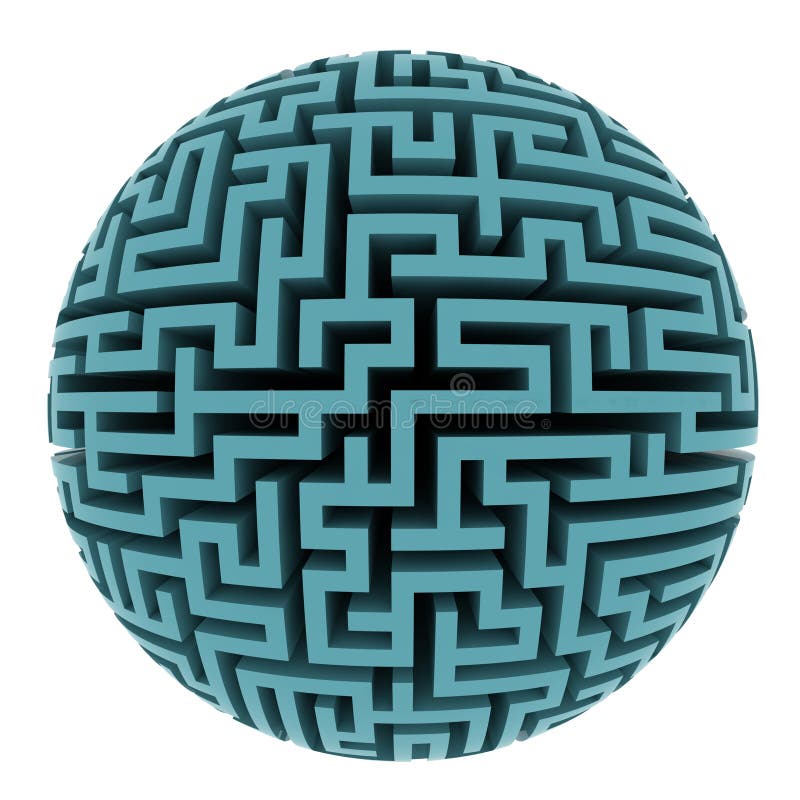 Isolated blue maze sphere planet shape