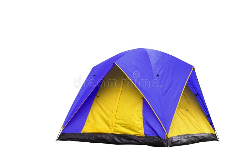 Isolated blue and yellow dome tent royalty free stock images