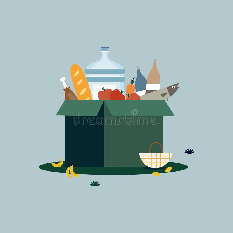 Isolated Box of Groceries Illustration Stock Vector Illustration of