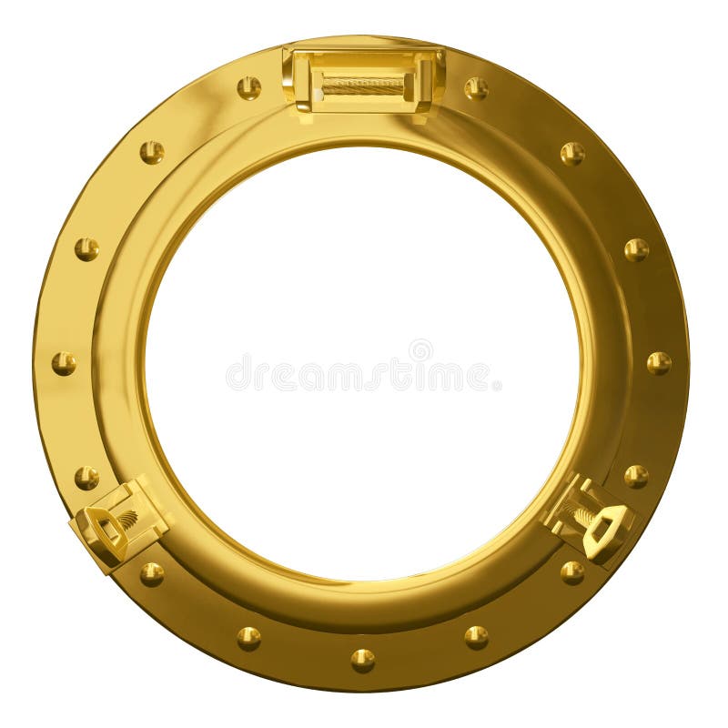 Isolated brass porthole