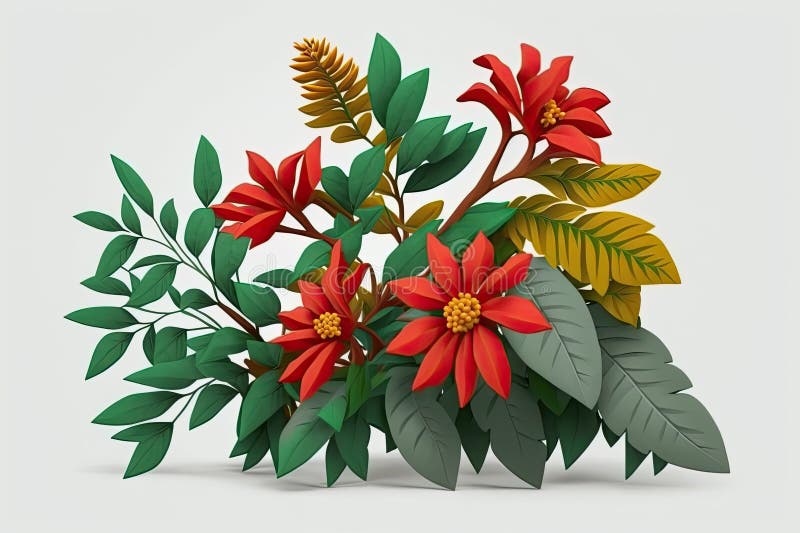 Isolated Bunch of Fake Red Flowers with Copy Space on the Side Stock