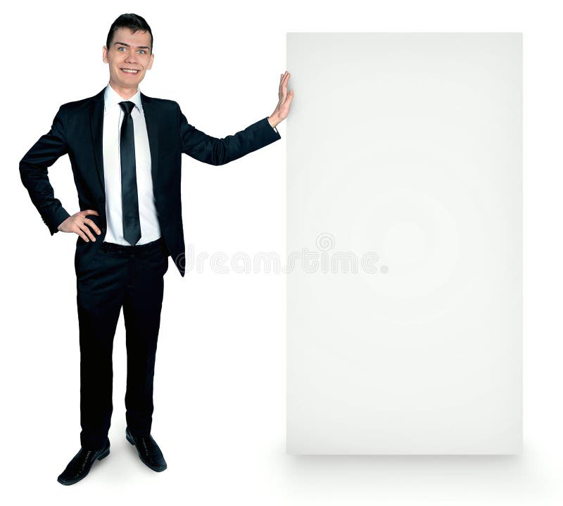 Isolated business man with board royalty free stock image Isolated business man with board royalty free stock image