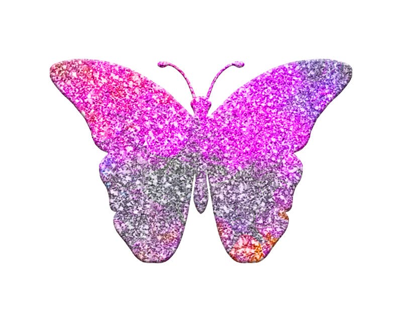 Isolated Butterfly Composed of Purple Glitter on White Background Stock