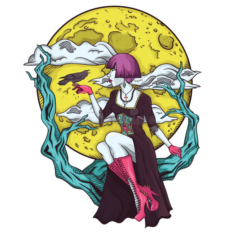 Isolated cartoon gothic princes of the moon stock illustration Isolated cartoon gothic princes of the moon stock illustration