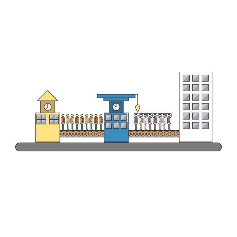 Isolated cartoon urban people life cycle factory royalty free illustration Isolated cartoon urban people life cycle factory royalty free illustration