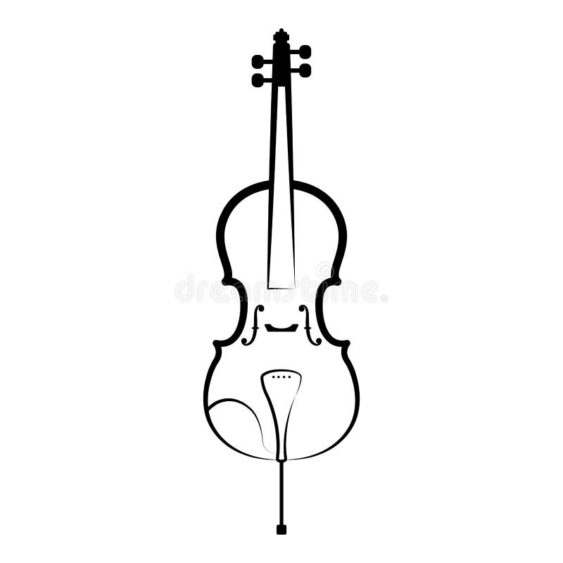 Outline Cello Vector Icon. Isolated Black Simple Line Element