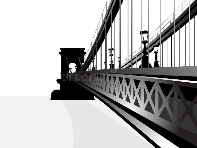 Isolated chain bridge silhouette
