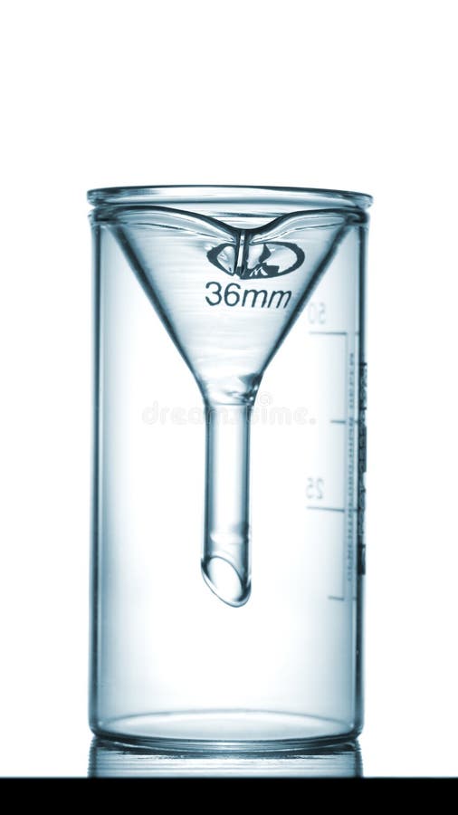 Chemical Beaker with a Solution and Stirring Rod on White Background