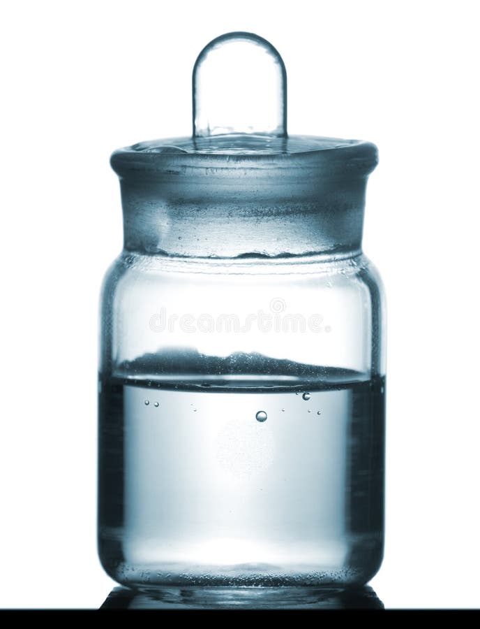Isolated Chemical Sample Bottle on Table with Solution Stock Image