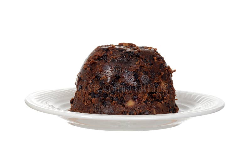 Isolated christmas pudding on a plate