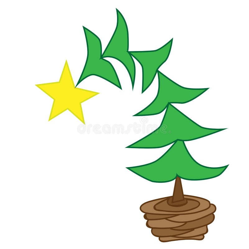 Isolated Christmas Tree with Star on the White Background Stock Vector
