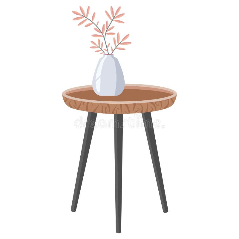 Isolated coffee table with vase stock illustration