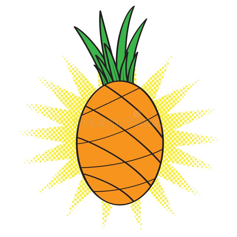 Isolated comic pineapple icon royalty free illustration