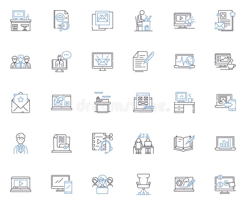 Isolated commerce line icons collection. Remote, Secluded, Disconnected, Autonomy, Solitude, Individuality, Alness royalty free illustration